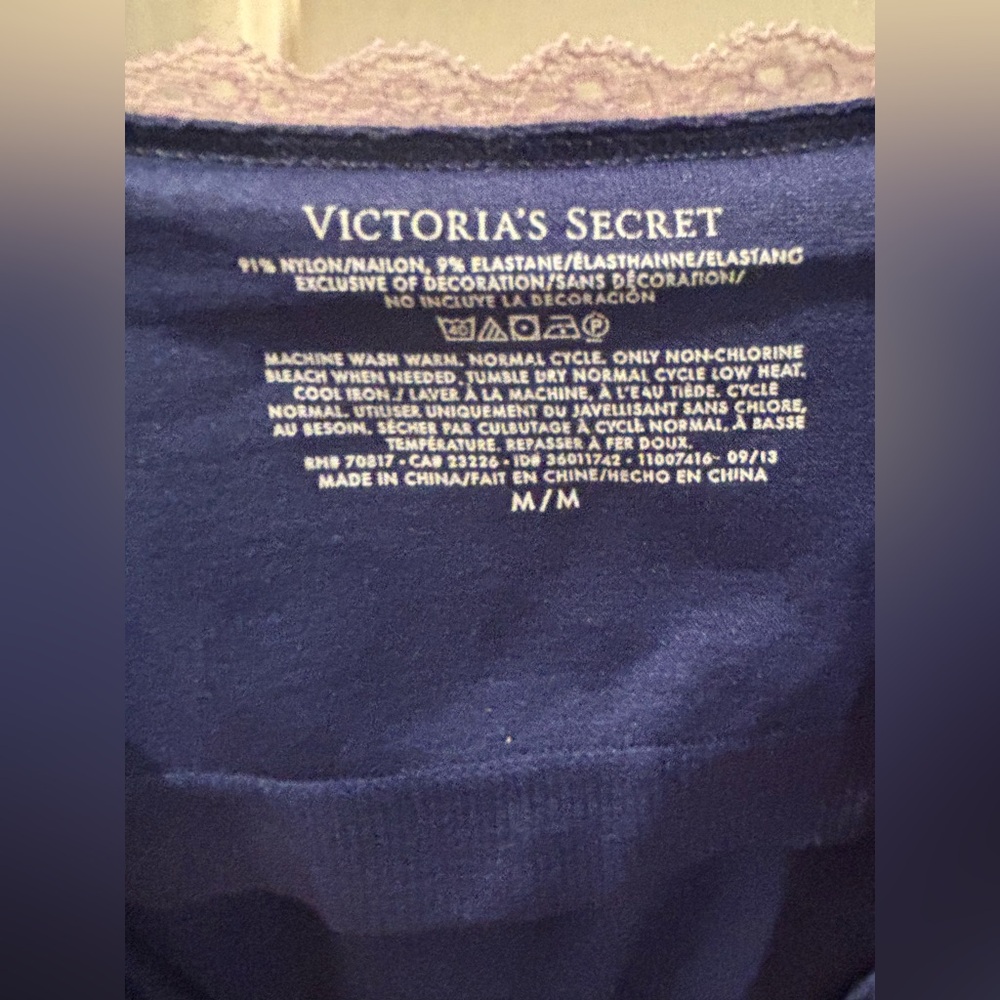 Victoria's Secret Deep Blue Chemise with Lace Trim